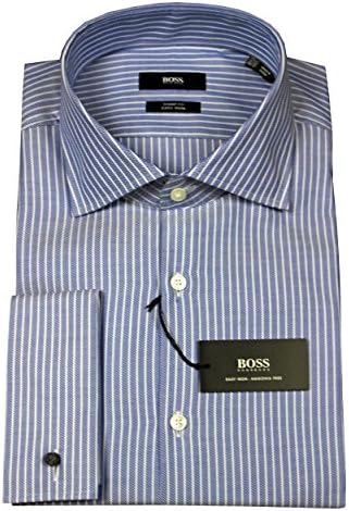 Hugo Boss Malvin Sharp Fit French Cuff Shirt (Dark Blue, 16 32/33)