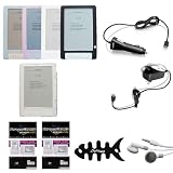 Brand New Crazyondigital Kindle DX Accessory Kit. Kindle DX skin Black + skin Clear + skin Pink + skin Clear + Hard Crystal Case + Auto car charger + home travel charger + 2x Screen protector + Compatible earphone + Complement Crazyondigital fishbone headphone winder