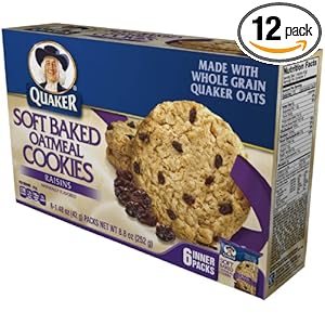 Quaker Soft Baked Oatmeal Cookie, Raisins, 8.8-Ounce (Pack of 12)