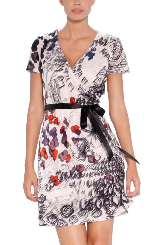 Desigual Women's Short Sleeve Crossover Dress Sole 31v2898 (XS)