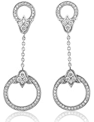 14k White Gold Circle Tulip Drop Diamond Earrings (GH, I1-I2, 0.74 carat)