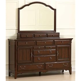 Broyhill 4670-232 / 4670-236 Attic Heirlooms - Fireside Cherry Door Dresser with Mirror in Cherry