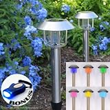 SohoDecor Multi-Colors Iridescent Stainless Steel Solar Landscape Lights - 6 Pack / New 2009 version with Ultra High Sensitive Amorphous Solar Panel /ECO Bonus Edition