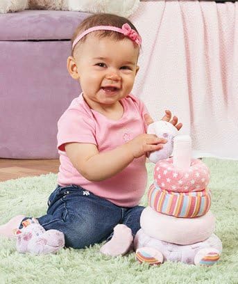 Plush Infant Build-It Stackers Purple and Pink Hippo