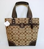 Authentic Hampton Signature Tote Bag 13973 Khaki/Mahogany