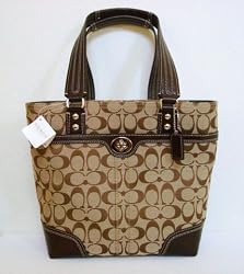 Authentic Hampton Signature Tote Bag 13973 Khaki/Mahogany