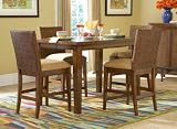5pc Counter Height Dining Table and Stools Set in Dark Brown Mahogany Finish