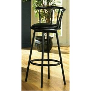 Black Color Finish Swivel Bar Stool (Set of 2) by Coaster Company