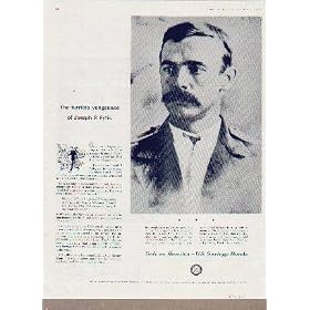 The terrible vengeance of Joseph P. Fyffe. On a warm August evening in 1870, a footsore stranger in naval officer's uniform walked into East Haddam, Connecticut. His name was Joseph P. Fyffe, and he was revenging himself on the Navy for refusing to advance him travel money to proceed to his new station, San Francisco. He was trudging cross-country on foot. And conscientiously wiring in daily progress reports well-calculated to give his superiors apoplexy. His sixth, from Albany, New York, read in part: "Entered Albany barefooted X Comfortable X Earning my keep as bartender X Local rum far superior that served in Navy X Am sending sample" At this point, the Navy struck its colors, reversed its time-honored tradition, and began prepaying travel allowances. Strangely enough, Joe Fyyfe actually wound up as a rear admiral. ..... 1956 U.S. Savings Bonds Ad, A4730.