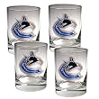 Vancouver Canucks NHL 4pc Rocks Glass Set - Primary Logo by Great American Products