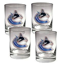 Vancouver Canucks NHL 4pc Rocks Glass Set - Primary Logo by Great American Products