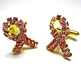 Pink Swarovski & Gold Crystal Ribbon Cufflinks