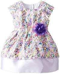Girls Brocade/Polyester/Spandex General Print Belted Pleated Sleeveless  Dress