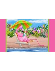 Life is Easy Hot Pink Flamingo in a Lounge Chair Floor Mat Rug
