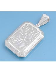 Sterling Silver Etched Love Locket Pendant Beautiful Charm Pure 925 New 30mm with 0.8mm Snake Chain