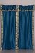 Pair Turquoise sari curtains with attached beaded valance