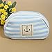 KINGSO Stripe Pencil Case Pouch Purse Cosmetic Makeup Bag Storage Student Stationery Zipper Wallet,Blue 