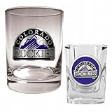 MLB Colorado Rockies Rocks Glass & Square Shot Glass Set - Primary Logo