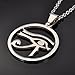 HooAMI Mens Womens Silver Egyptian Eye of Horus Pendant Necklace Stainless Steel Jewelry 22 inch Chain