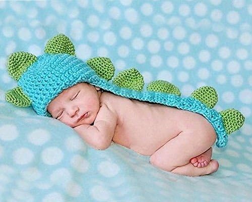XMYM Newborn Dinosaur Crochet Knitted Unisex Baby Cap Outfit Photo Props