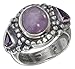 STERLING SILVER ANTIQUED BEADED AMETHYST RING title=