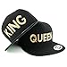 Trendy Apparel Shop King and Queen Gold Embroidered Flat Bill Structured Baseball Cap - 2pc Set - Black
