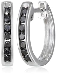 White-Gold Black Diamond Cuff Earrings (0.25cttw)