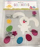 Easter Gel Clings White BUNNY Eggs and Spring Flowers Window Gel Charms 9 Piece Set