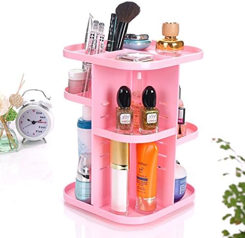 Multi Function 360 Degrees Rotate Cosmetics Storage Revolving Makeup Organizer,Large Capacity DIY Display Box (blue)
