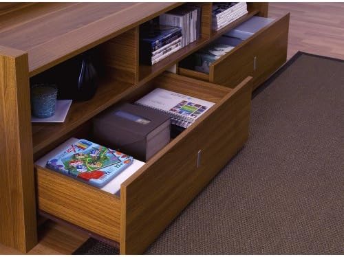 IKKCO Entertainment Console, This brown entertainment console displays your television in style. The sleek, low-profile design fits well with most contemporary decor. Three compartments and two drawers provide you with enough space for your media collection and accessories (Light Walnut)