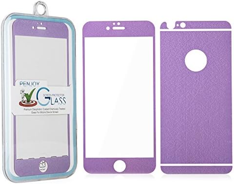 PENJOY C-26 Colorful Ice Pattern Tempered Glass Screen Protector for iphone 6,6S 4.7" [Front &amp; Back] HD Clear 9H Hardness,2.5D Rounded Edge,Edge to Edge Full Coverage Ballistic Glass - Purple