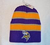 Minnesota Vikings Striped Bunker Skull Cap - NFL Cuffless Beanie Knit Hat