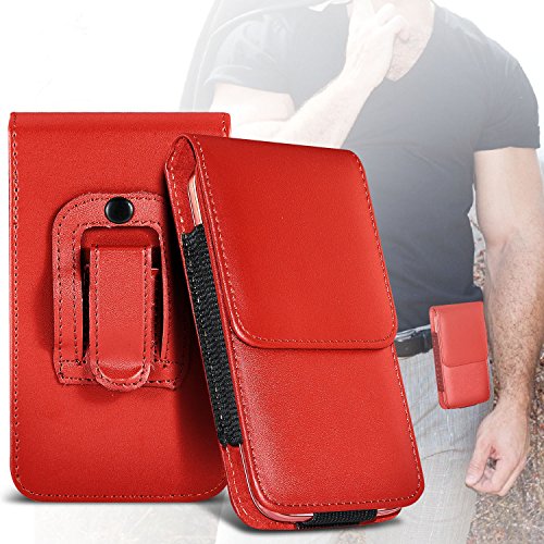 (Red) Nokia Lumia 820 Protective PU Leather Belt Holster Pouch Case Cover Holder By ONX3Â®