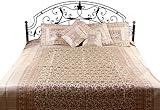 Ivory Seven Piece Pure Silk Banarasi Bedcover with Meenakari Flowers Woven  ....