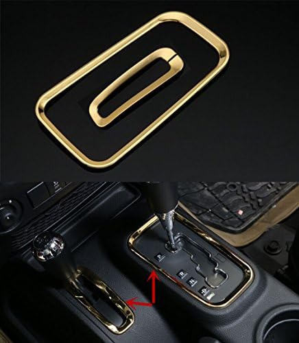 2pcs Set Interior ABS Gear Box Panel+Transfer Case Frame Decoration Cover Trim For Jeep Wrangler JK 2007-2015 (Gold)