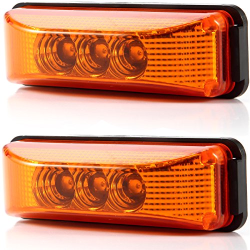 2pcs 3.9″ 3 Leds Truck Trailer 12V LED Front Rear LED Side Marker Lights indicator Lamp for Truck Trailer Boats,Sealed & waterproof,Surface Mounted Installation,2 Amber