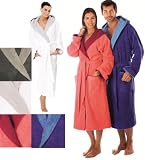 Produkt-Bild: Egeria Frottee Bademantel/ Saunamantel "Cairo" mit Kapuze f&uuml;r Damen & Herren in 4 Farben, Farbe: 001/020 wei&szlig; - grau, Gr&ouml;&szlig;e: L