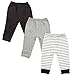 Luvable Friends Unisex Baby Cotton Pants, Black Stripe 3-Pack, 3-6 Months