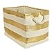 DII Woven Paper Textured Storage Basket, Collapsible & Convenient Storage Solution for Office, Bedroom, Closet, Toys, Laundry - X-Large, Gold Rugby Stripe
