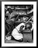 Kneeling Schoolgirl Writing on Wooden Bench. Accura, Gold Coast, Ghana Framed Art Poster Print by Alfred Eisenstaedt, 31x39