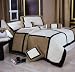 Brand New Micro Suede Beige/Brown & Ivory Patchwork Queen Comforter 7pcs Bed in a Bag