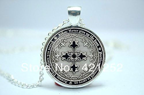 Pretty Lee 2015 Fashion Assassin'S Creed Four Musketeers Silver Cross Geocoin Medallion Inspired Glass Cabochon Dome Pendant Necklace Christmas gift