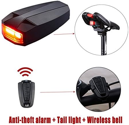 Bicycle Bike Cycling LED COB Taillights lights Waterproof Bike Anti-Theft Alarm Warning As Bike Lock Tail Light with Electric Bell, Wireless Remote Control, Burglar Alarm, USB Cable Rechargeable ZIDI