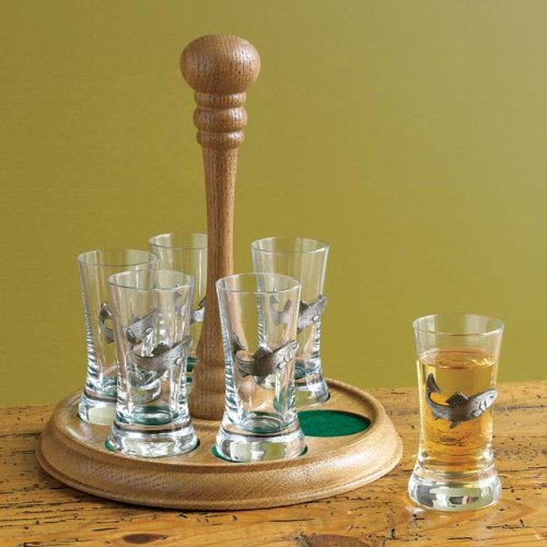 Shot Glass Set With Pewter Trout