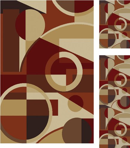 Universal Rugs 105150 Multi 3 Pc. Set 5-Feet by 7-Feet, 20-Inch by 60-Inch and 20-Inch by 32-Inch Area Rug, 3-Piece