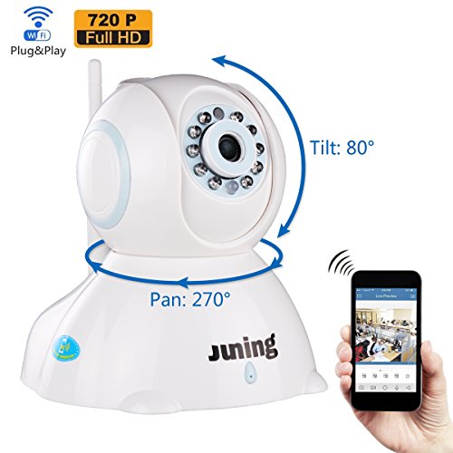 Home Wifi Wireless Security Camera System 720P HD Pan Tilt-JUNING C42 IP Camera (Day/Night Vision,baby monitor,2 Way Audio,SD Card Slot, Alarm)