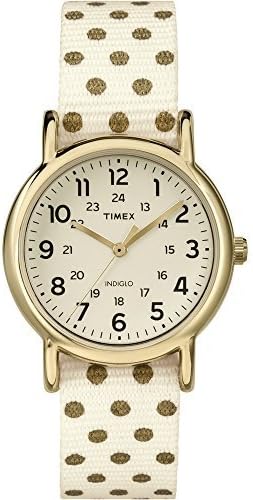 The Amazing Quality Timex Weekender Dots Small Watch - Reversible Cream/Gold Dots