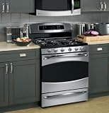 GE Profile P2B918 30 Dual Fuel Range with 5 Sealed Burners, Center Oval & PowerBoil Burner, Non-Stick Griddle, 5.0 cu. ft. Self Clean Convection Oven, QuickSet VI Glass Touch Controls and 1.0 cu. ft. Lower Oven