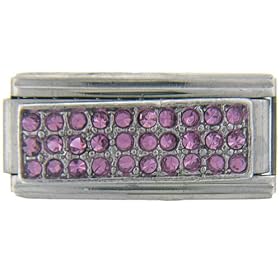 Pink Rhinestone Italian Charms Bracelet Link by Pugster