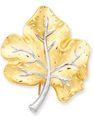 14k Gold Rhodium & D/C Leaf Pin